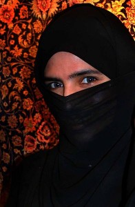 An image of a niqab, which is a face veil worn by some Muslim women. (Wikimedia Commons)