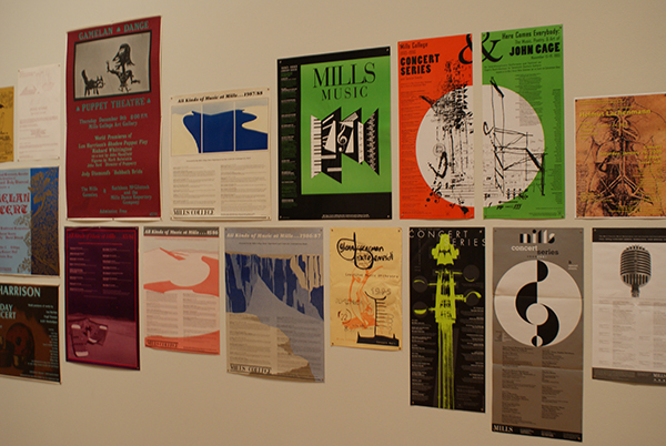 Various posters for past Mills music concerts. 
