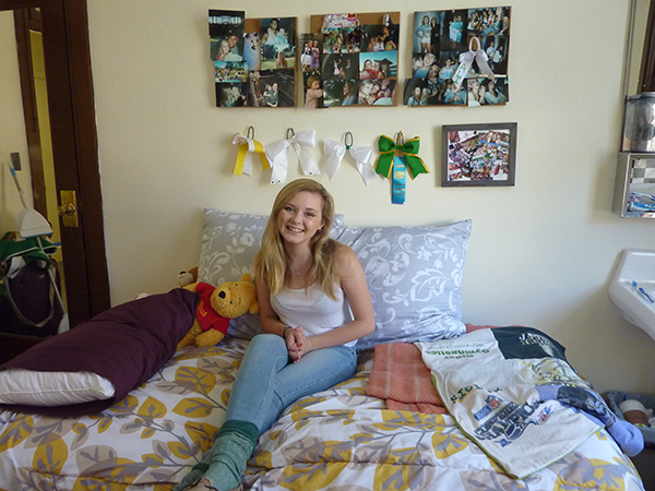 Ali Sorenson in her dorm room. (Photo by )