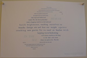Horsma's letterpress printed broadside explores content and form through the shapes the words make on the page. ( Jana Salaam)
